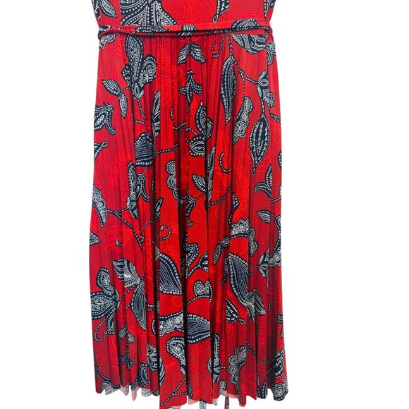 Maggy London 10 Red Paisley Wrap Dress Short Sleeve V-Neck Office Attire - Picture 6 of 10